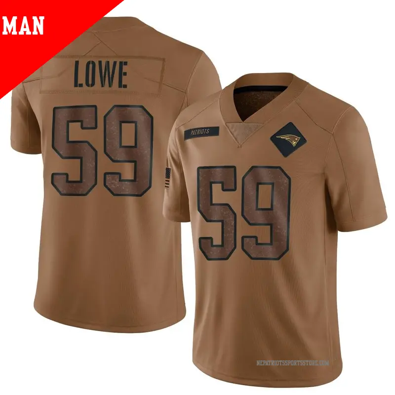 Men's ＃59 Vederian Lowe New England Patriots Limited Brown 2023 Salute To Service Jersey