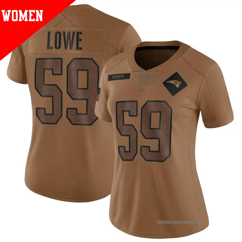 Women's ＃59 Vederian Lowe New England Patriots Limited Brown 2023 Salute To Service Jersey
