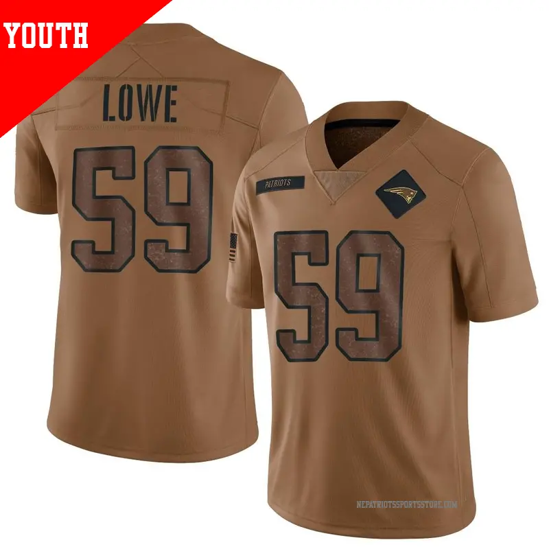 Youth ＃59 Vederian Lowe New England Patriots Limited Brown 2023 Salute To Service Jersey